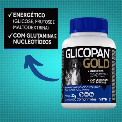 Glicopan Gold Cães E Gatos 30 Comprimidos Vetnil 2 Unidades