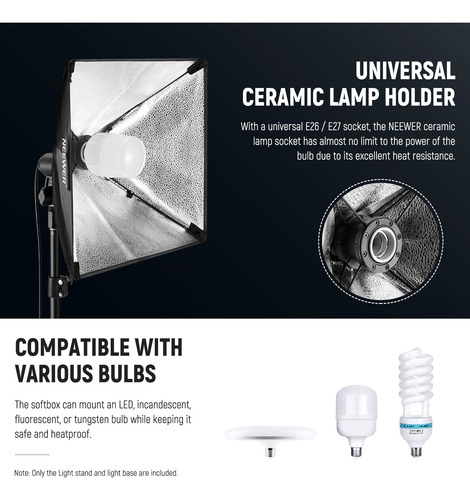 Neewer 40cm Kit De Iluminación Softbox + Bombilla Led De 35w