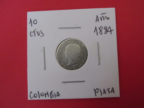 Moneda Estados Unidos De Colombia 10 Ctvs Plata 1884 Escasa (Usado)