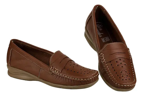 Zapato Casual Piso Mujer Caf Tacto Piel Stfashion 10803702