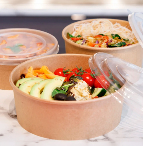 Envase Bowl 100% Compostable Con Tapa 32oz /100 Unidades