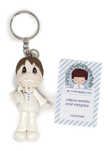 Recuerdo Confirmacion Llavero 3 Pz De Niño Vela+as20