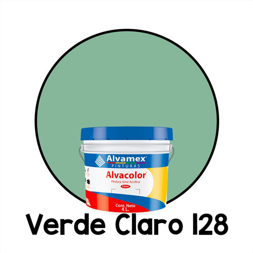 Pintura Vinilica Mate 4 Litros Alvacolor 4 Años Galón Int/ex Color Verde claro