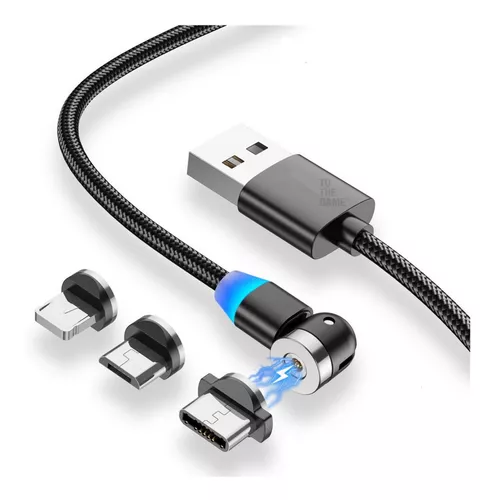 Cable de carga magnético, cable USB magnético de carga rápida y  transferencia de datos, cargador magnético de teléfono compatible con  teléfonos