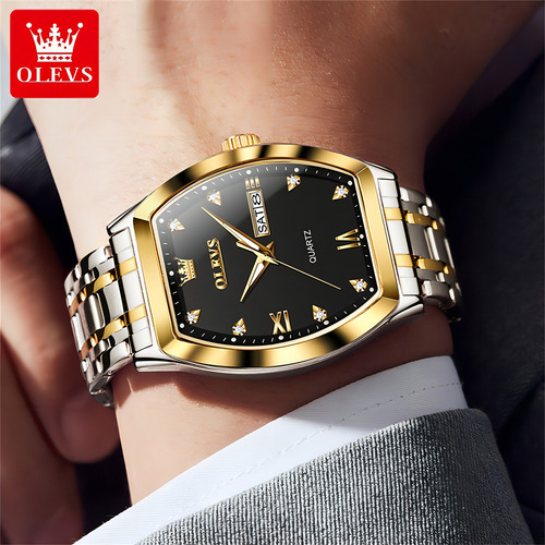 Reloj Luminoso Olevs Business Diamond Calendar Color Del Fondo Negro