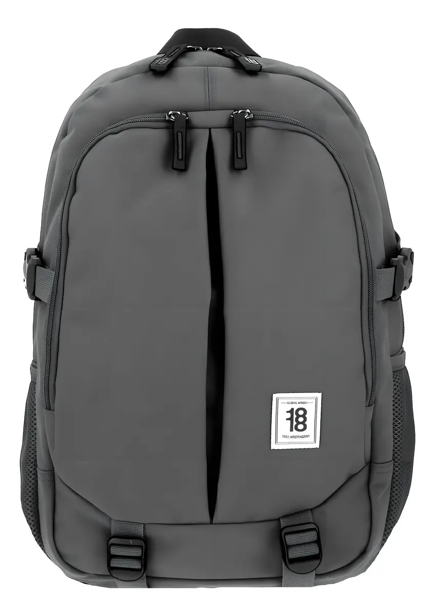 Mochila Chenson Grande Juvenil 1818 Wynn Broche 1865948 Color Gris Diseño De La Tela Liso