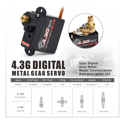 Servo Digital A Control Remoto, Motor De Engranaje De Metal