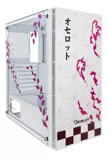 Ocelot Gaming Gabinete Oc-demon Hanami E-atx Argb Color Blanco Diseño anime Alta calidad panel lateral cristal templado sin fuente media torre soporta 8 ventiladores GPU 3400mm