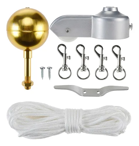 comprar Kit De Herrajes Para Asta De Bandera, 3 Topper, Bola Dorada,