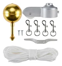 Comprar Kit De Herrajes Para Asta De Bandera, 3 Topper, Bola Dorada,