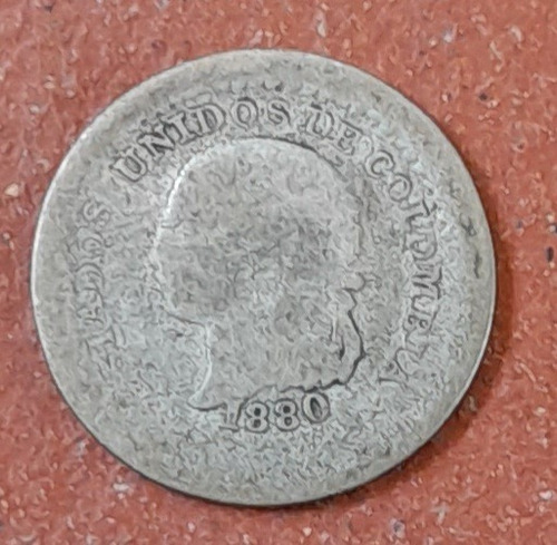 Moneda De 5 Centavos (plata), 1880, Estados Unidos De Colomb