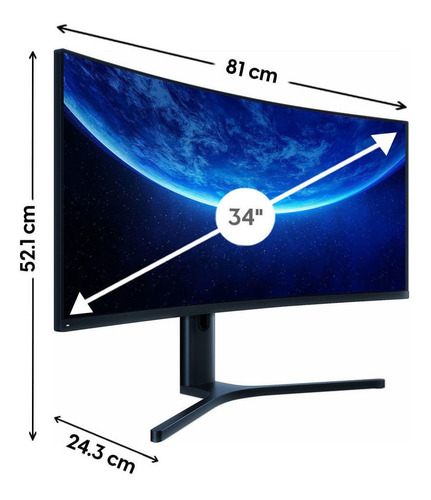 Imagen 3 de 8 de Monitor Gamer Curvo 34 Xiaomi Mi Curved Va (reempacado)