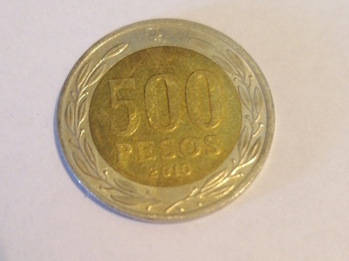 Moneda De 500 Pesos Chile Año 2010 (baja Acuñación)