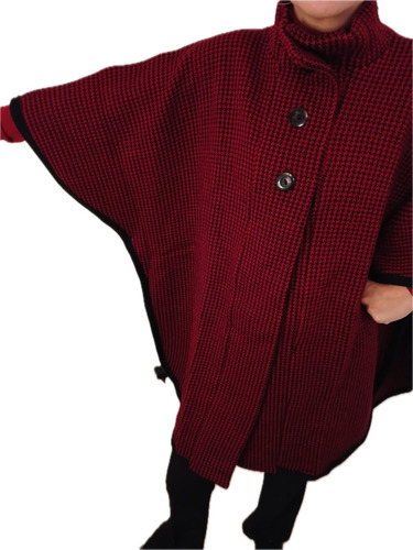 Capa / Poncho Rojo Con Negro Para Dama, Unitalla