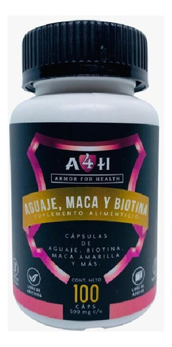 Aguaje Maca Biotina 100 Cáps 500mg A4h Armor Fo Health Sabor Sin Sabor