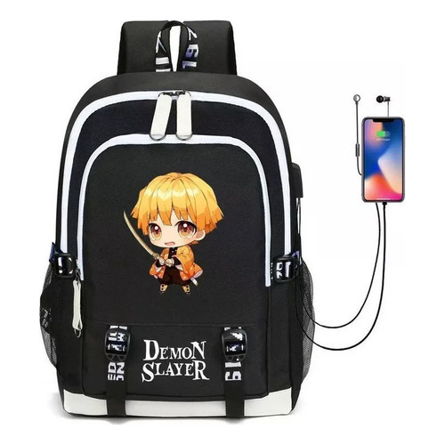 Student Mochilas Escolares Impermeables Demon Slayer Usb