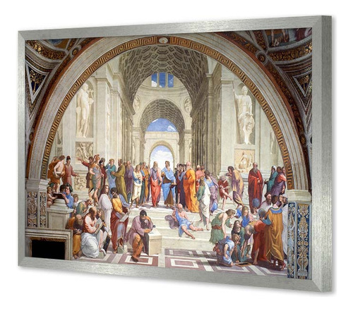 Cuadro Canvas Con Marco Escuela De Atenas Rafael 51x80 M Y C