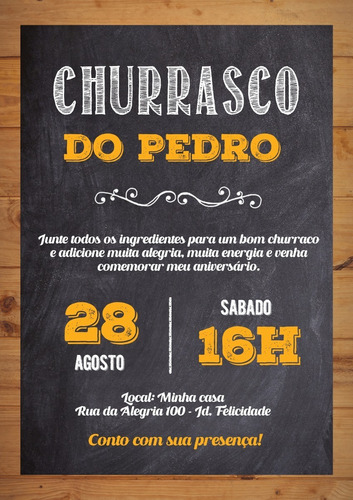 Convite Aniversário Comemoração Festa - Churrasco - Adulto 6