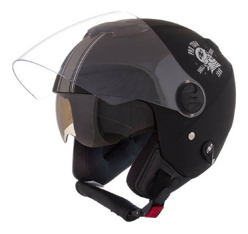 Capacete Para Moto Aberto Pro Tork Skul Riders Preto Fosco Cor Preto-fosco/Prata Desenho Skull Riders Tamanho do capacete M