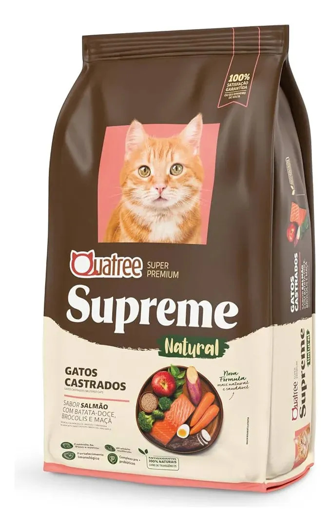 Ração Quatree Supreme Gatos Castrados Salmão Batata Doce 1kg