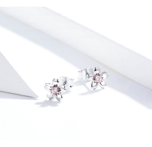 Aros De Plata S925 Con Circón Diseño Flor
