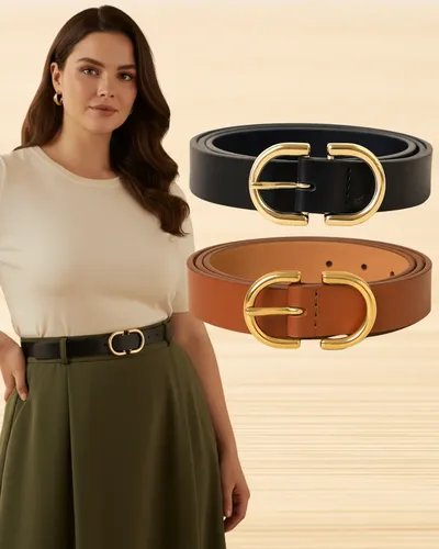 Kit 2 Cintos Feminino Casual Plus Size Couro Sintético Lola