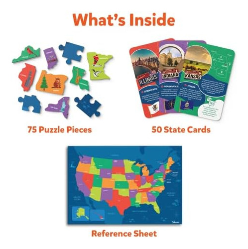 Skillmatics United States Map Puzzle - 75 Piezas, Juguete Ed