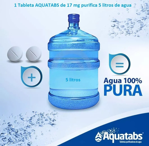 Imagen 6 de 9 de Tableta Pastilla Purificadora De Agua Aquatabs 1 X 5 Litros