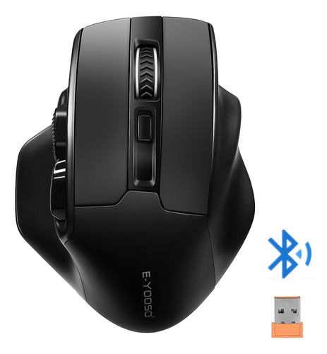 TERPORT Mouse Inalámbrico Bluetooth/usb F30, 8 Botones Con Avance Y Retroceso, Mouse Oficina Ergonomico De 4800 Dpi Con 5 Niveles Ajustables Para Trabajos, Ahorro De Energía Inteligente