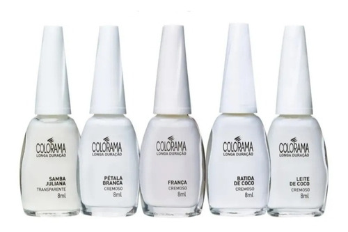 Imagem 1 de 7 de Kit 5 Esmaltes Tons De Branco Francesinha Colorama Envio Já