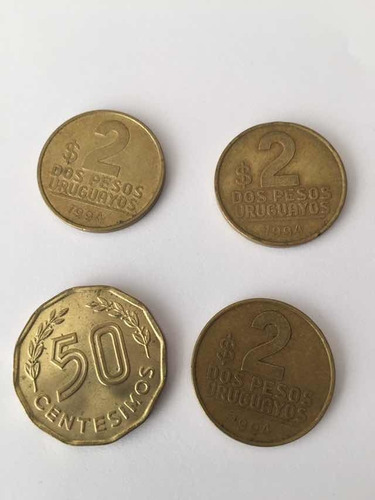 Lote De Tres Pesos Uruguayos Más 50 Centésimos Año 1981