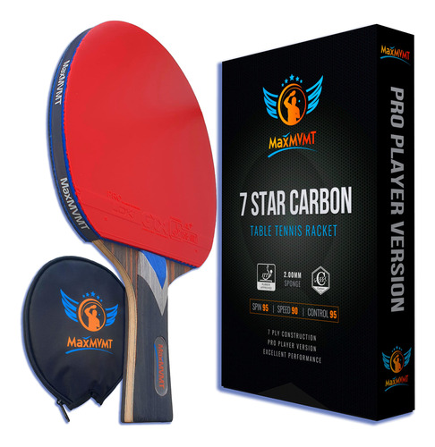 Maxmvmt Ping Pong Paddle  1 Raqueta De Fibra De Carbono  Con