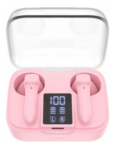 Fone de ouvido in-ear sem fio J60 rosa com luz LED