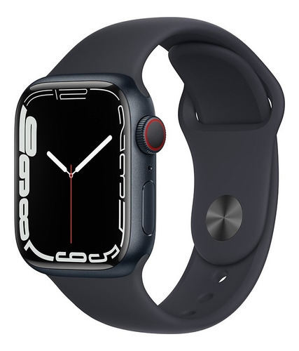 Apple Watch Series 7 (GPS + Cellular, 41mm) - Caja de aluminio color medianoche - Correa deportiva azul medianoche
