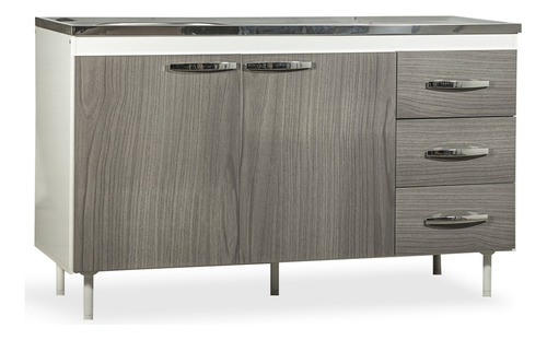 Alacena Y Bajo Mesada 1.20 Melamina Mueble Cocina Gris