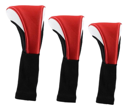 3pc Golf Club Head Covers Headcovers Protecter Rojo Blanco