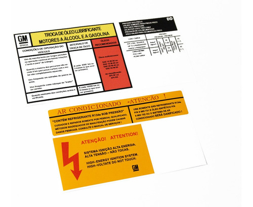 Adesivos Etiquetas De Advertência Kit Motor Chevrolet Vectra Até 1996 Etmt6 Frete Grátis Fgc