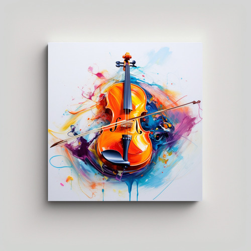 70x70cm Cuadro Abstracto En Forma De Violín Con Brillo