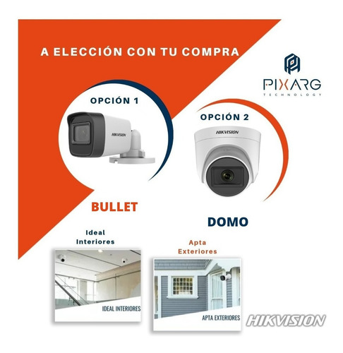Imagen 3 de 10 de Kit 8 Camaras 2mp 1080p Ext Hikvision Dvr Fullhd Lite P2p Qr