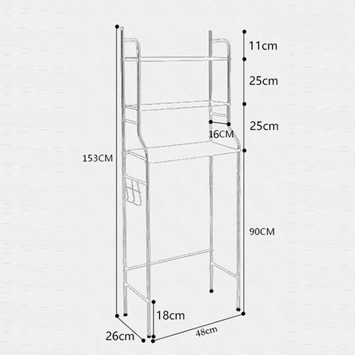 Imagen 2 de 4 de Estante Para Baño Cocina Lavadora De Acero Inoxidable
