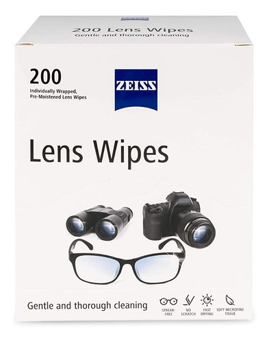 200 Paños Húmedos Zeiss Toallitas Limpieza Gafas Lentes Cámara Pantallas Lens Wipes