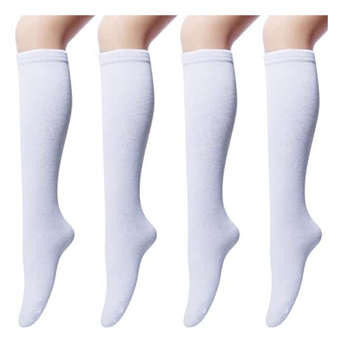 4 Pares De Calcetines Casuales De Algodón Hasta La Rodilla P