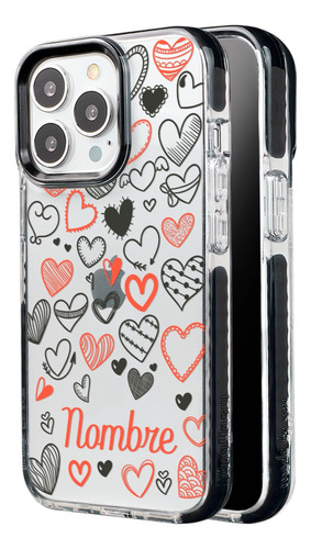 Funda Para iPhone Corazones Personalizada Con Nombre