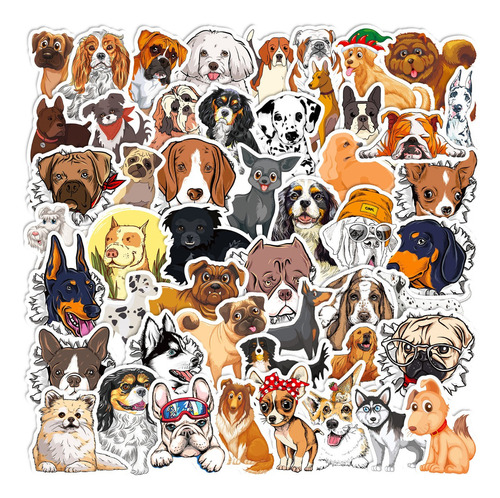 50 Pegatinas De Dibujos Animados De Perros, Impermeables, Bo