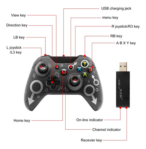 Controlador Sem Fio Sehawei Para Xbox One Pc Gamepad Com Ada