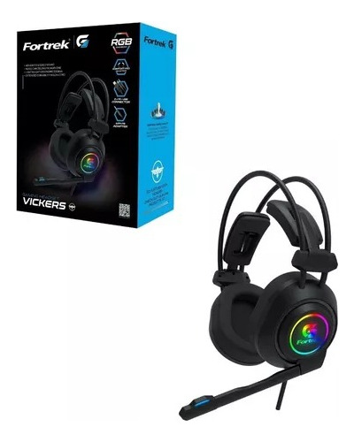Fone De Ouvido Over-ear Gamer Fortrek Rgb Vickers Com Luz Led