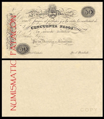Billete 50 Pesos Banco Nacional 1826 - Copia 357