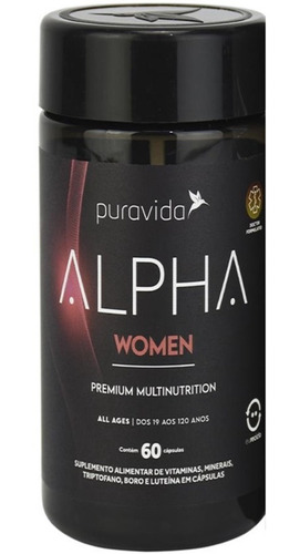 Suplemento Em Cápsulas Pura Vida Premium Alpha Women Multivitamínico Sabor Neutro Em Pote De 200g 60 Un