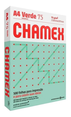 Resma Papel Chamex Color Verde A4 75 Gr 500h