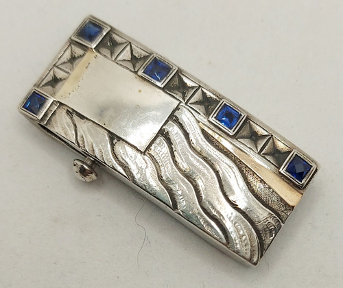 Hebilla De Cinturón, Plata Y Oro Con Zafiros Azules Art Deco
